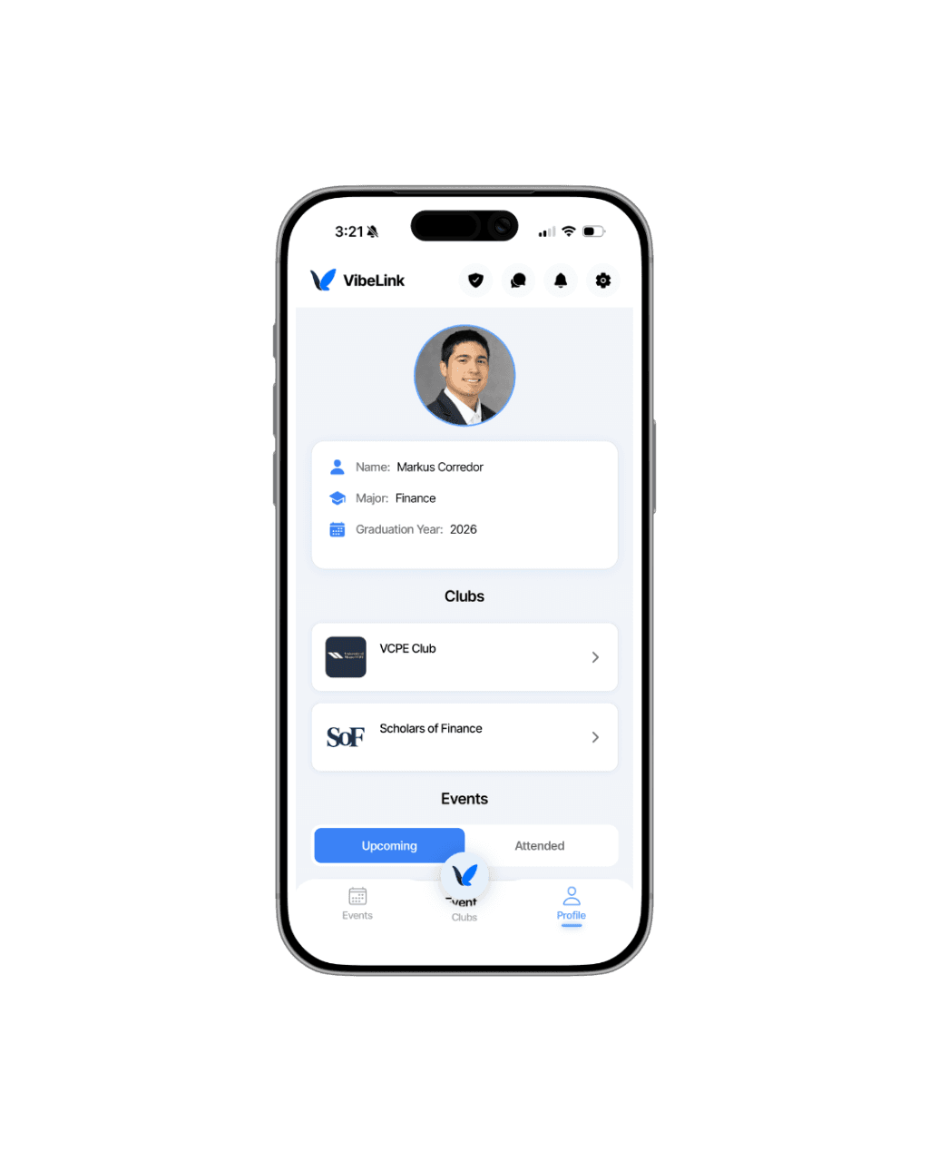 VibeLink Profile screen