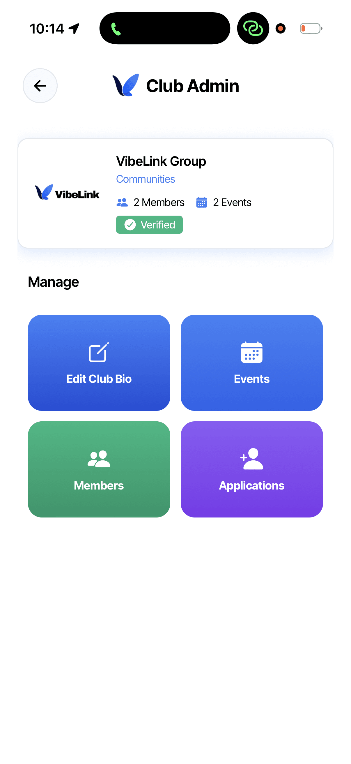 VibeLink Club Admin Dashboard